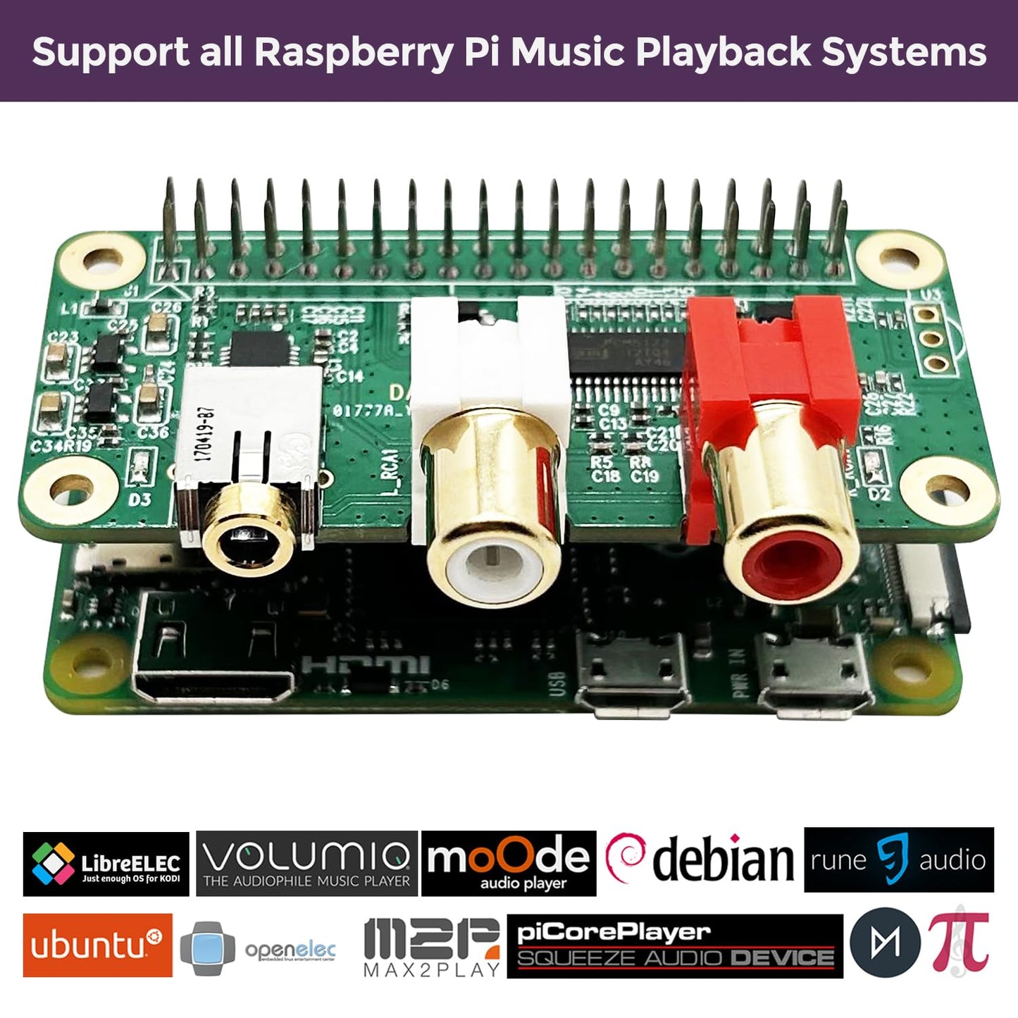 Innomaker Raspberry Pi HiFi DAC MINI HAT PCM5122 HiFi DAC Audio Card Expansion Board for Raspberry Pi Zero/Zero 2/Zero 2W/Pi5/Pi4